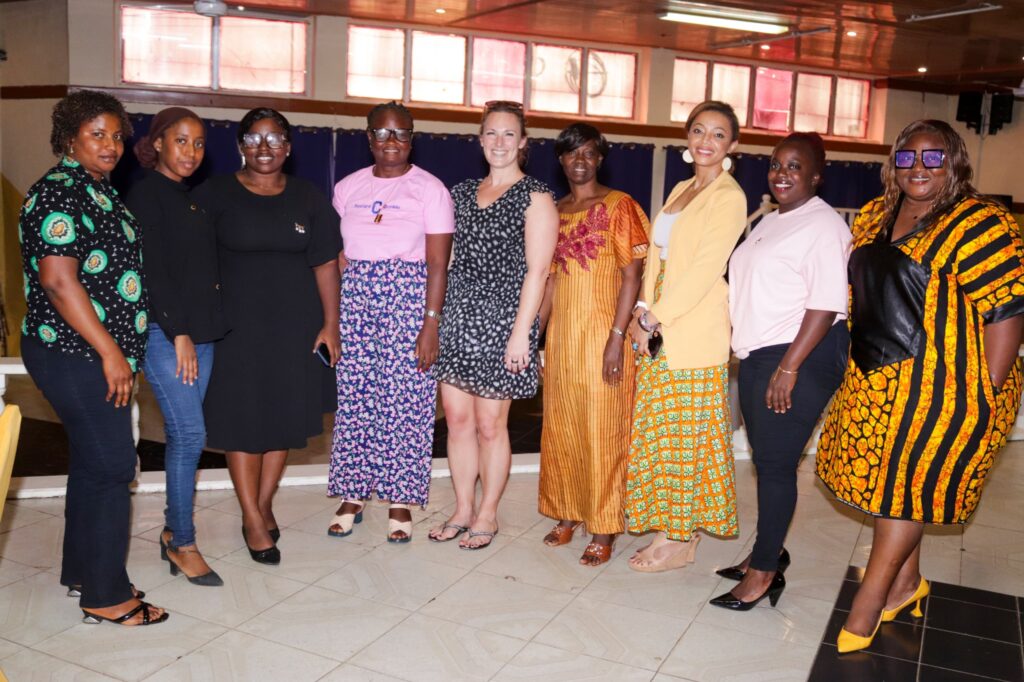 Groups of women standing in semi circle